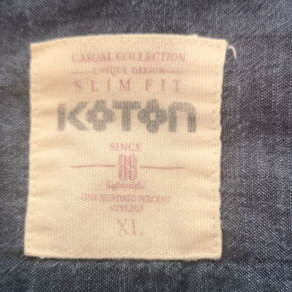 Koton Men Slim Fit Button Down Casual Shirt XL Blue - Picture 8 of 16